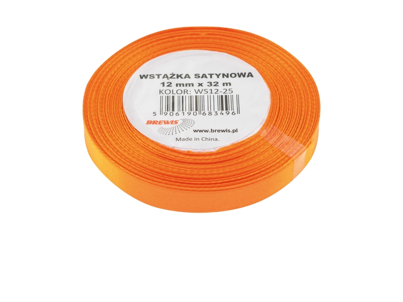 Wstążka satynowa 12mmx32m pomarańczowa Brewis